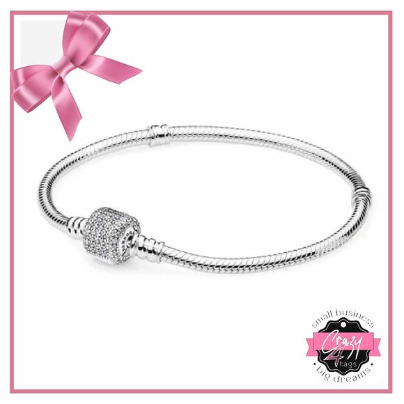 Pandora Bracelet with Pave Clasp - 7.48 inches - Picture 1 of 14